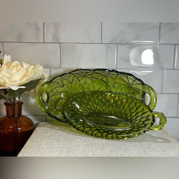 Vintage Indiana Green set of 2 serving bowls trinket bedroom or bathroom dishes - Picture 2 of 9